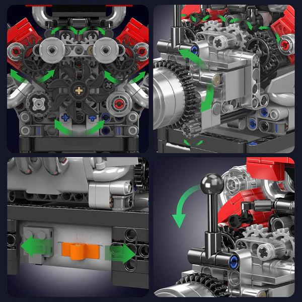V8 Ferrari & Boite de vitesse Motorisé | 749 pcs