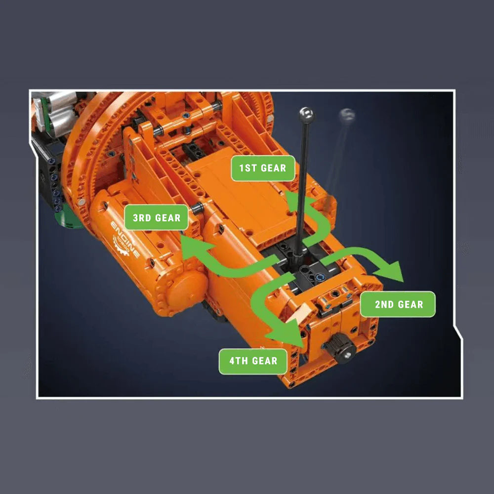 Détail de la boîte de vitesses du moteur Scania L6 Turbo Diesel en briques