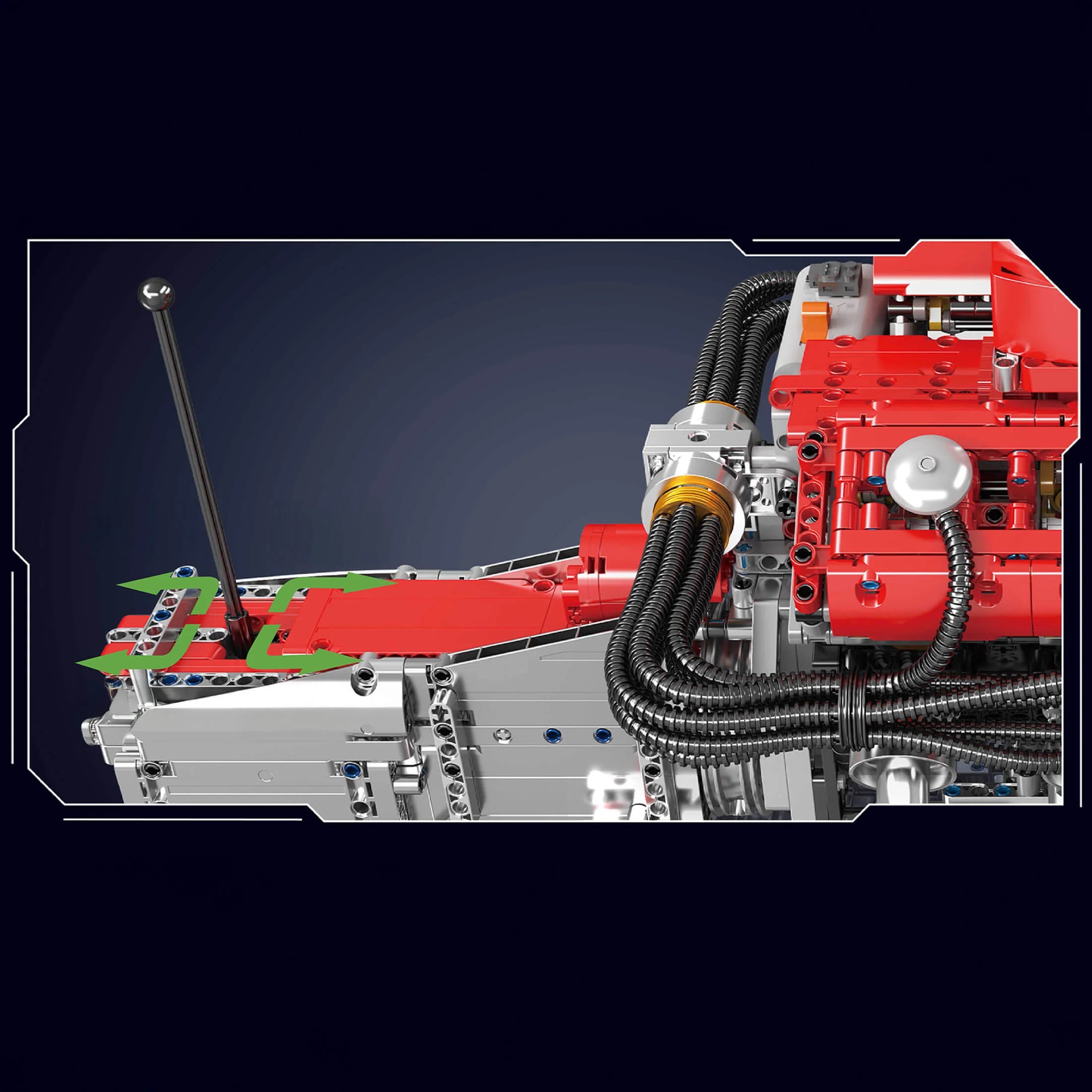 Détail de la boîte de vitesses du moteur V12 Ferrari en briques