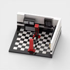 Vue arrière du garage Speedbrick pour exposer une voiture en briques