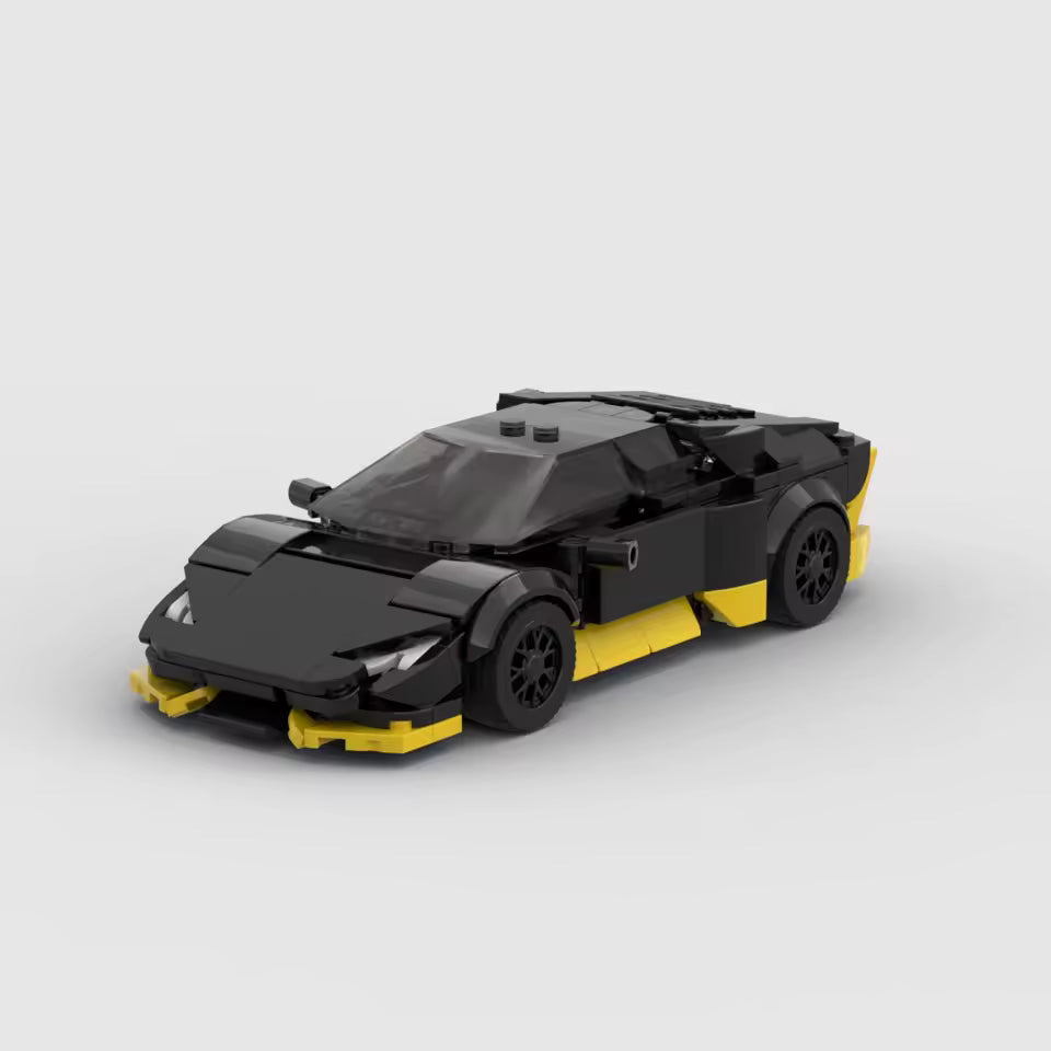 Vue avant Lamborghini Huracan noire en briques ABS à construire Speedbrick
