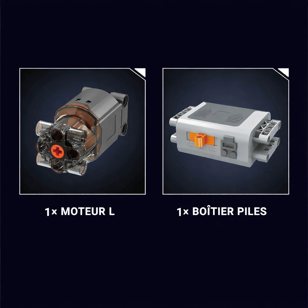 Moteur L avec boîtier de piles compatible briques