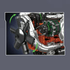Détail du ventilateur du moteur Scania L6 Turbo Diesel en briques