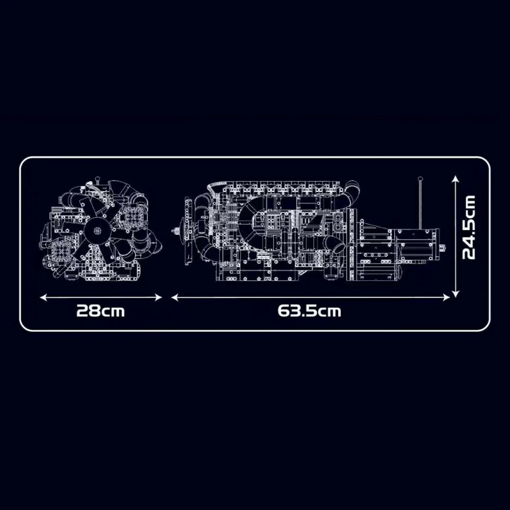 Schéma et dimensions du moteur Scania L6 Turbo Diesel en briques motorisé