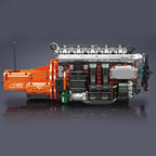Vue de profil du moteur Scania L6 Turbo Diesel en briques avec boîte de vitesses