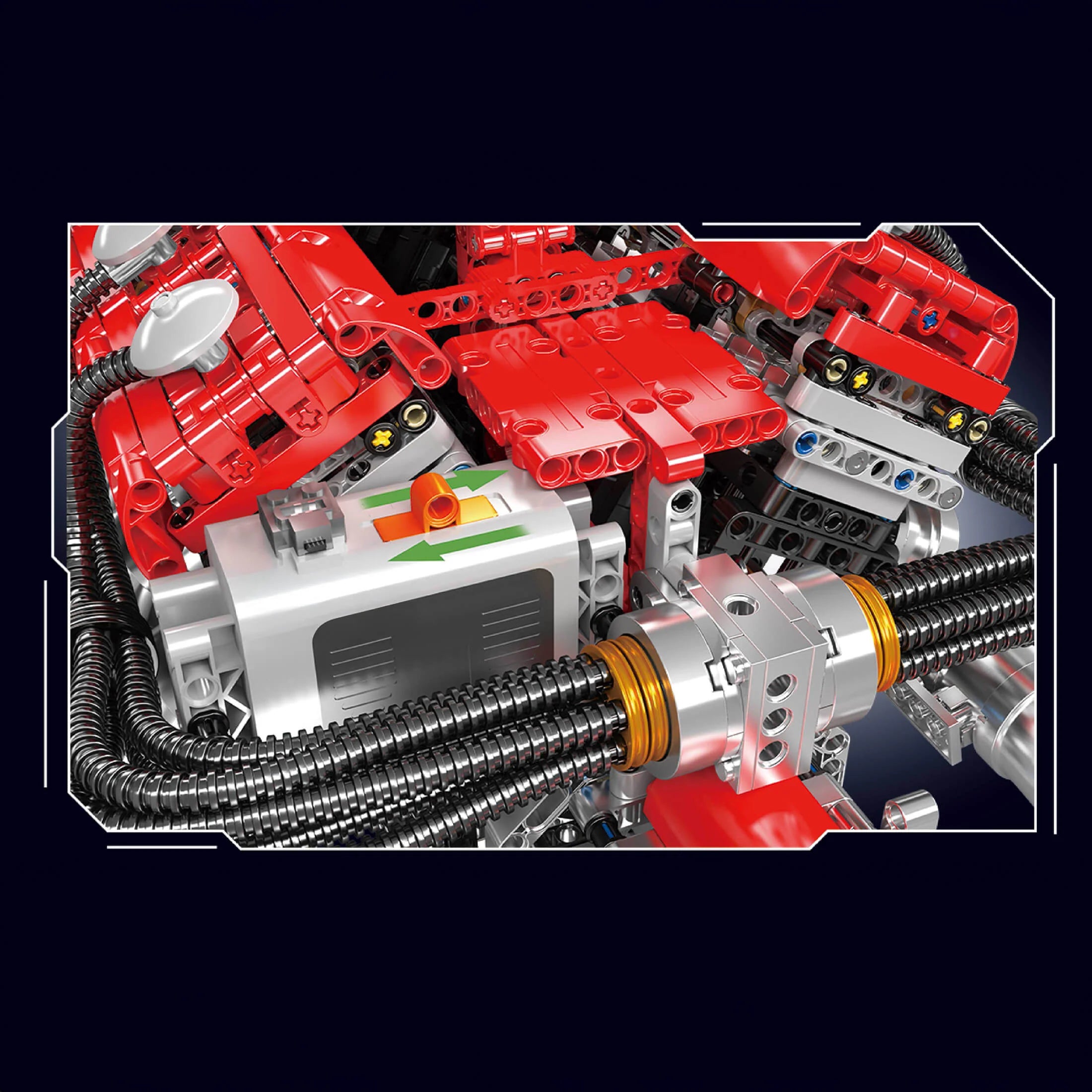 Vue détaillée du mécanisme électrique du moteur V12 Ferrari en briques
