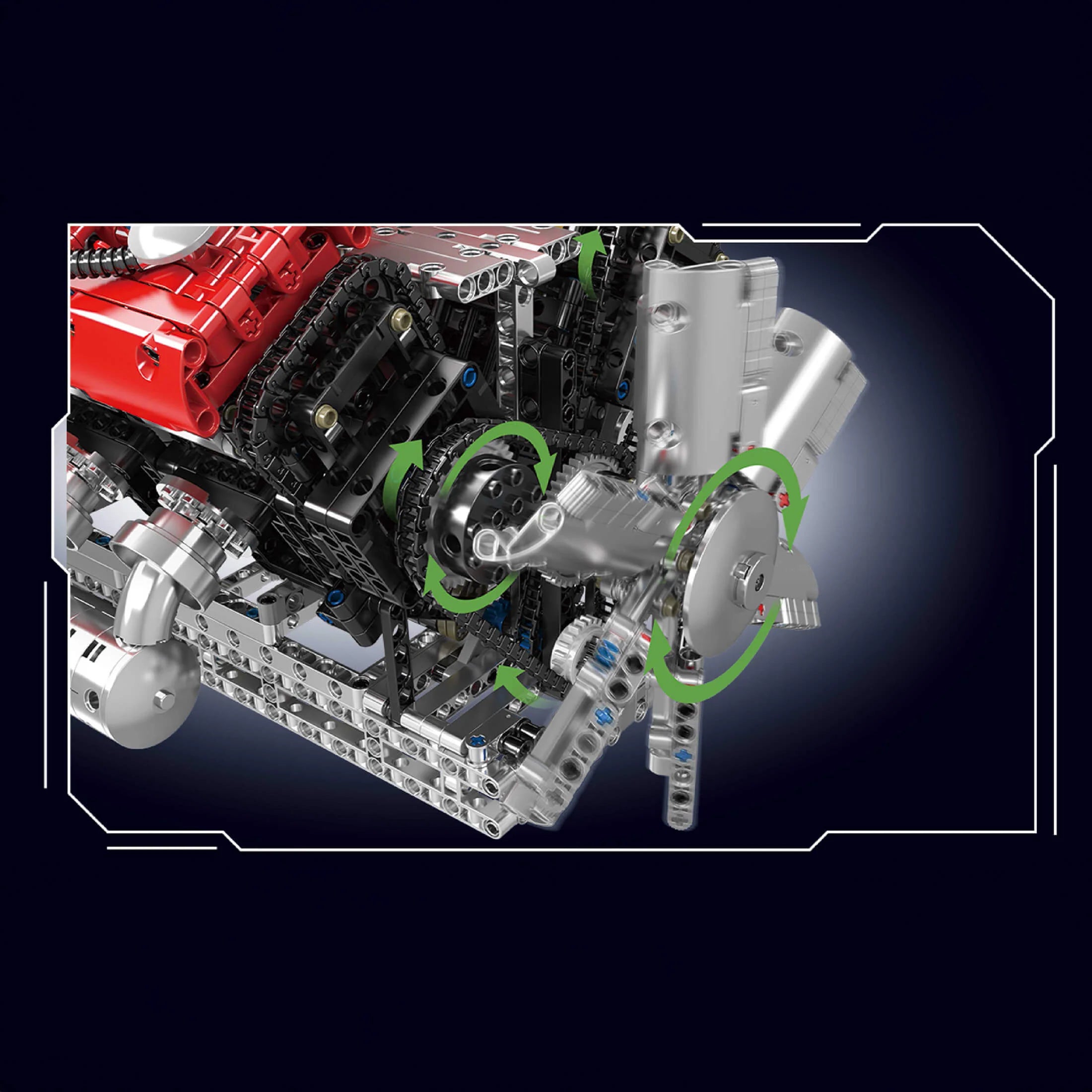 Détail mécanique du moteur V12 Ferrari en briques