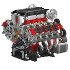 Vue avant du moteur V8 4.0L Bi-Turbo Ferrari SF90 en briques motorisé