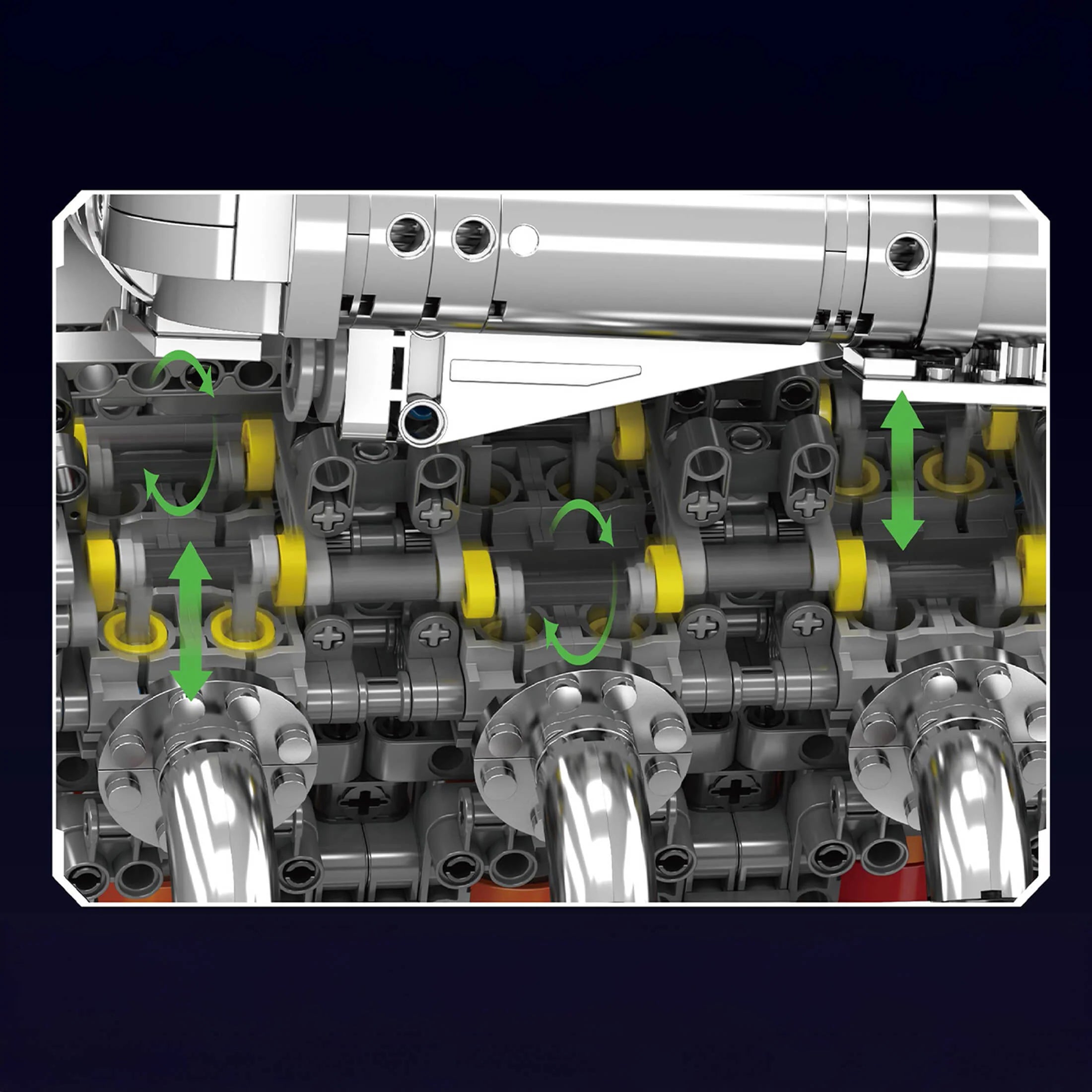 Vue détaillée de la mécanique du moteur V8 5.5L bi-turbo en briques