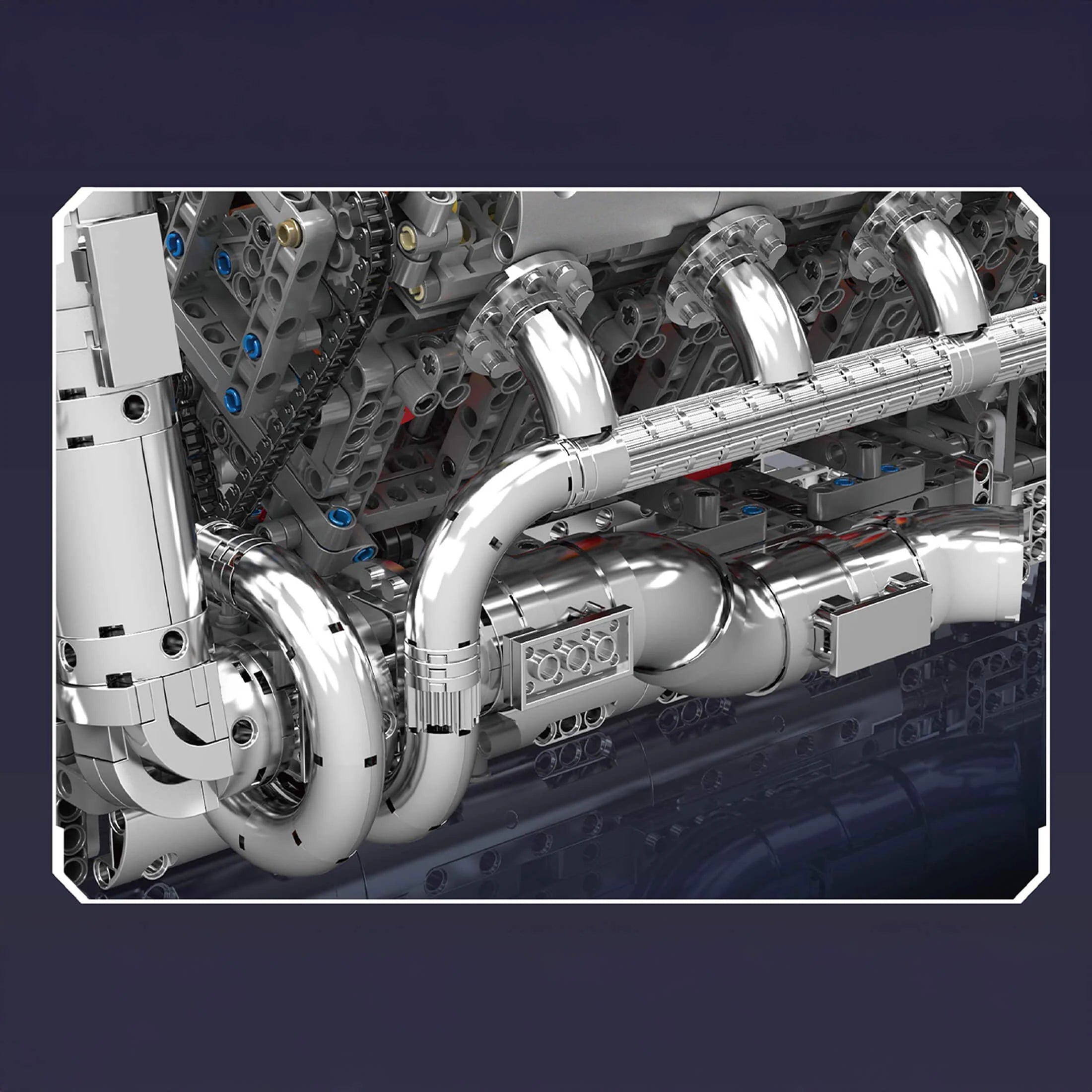 Détail des turbos du moteur V8 5.5L bi-turbo en briques