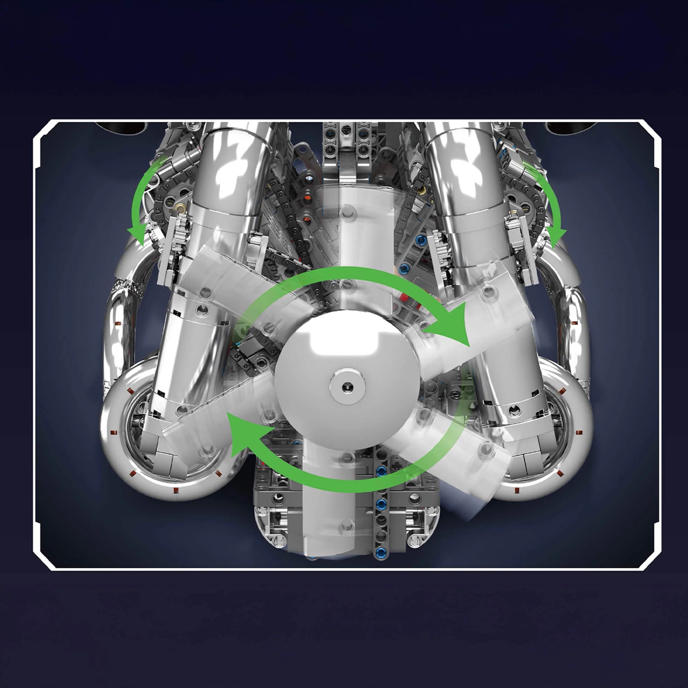Détail mécanique du moteur V8 5.5L bi-turbo en briques