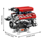 Vue frontale détaillée du moteur V8 F136 4.3L Ferrari en briques motorisé