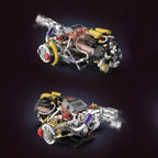 Vue avant et arrière du moteur V8 Supercar motopropulseur arrière en briques