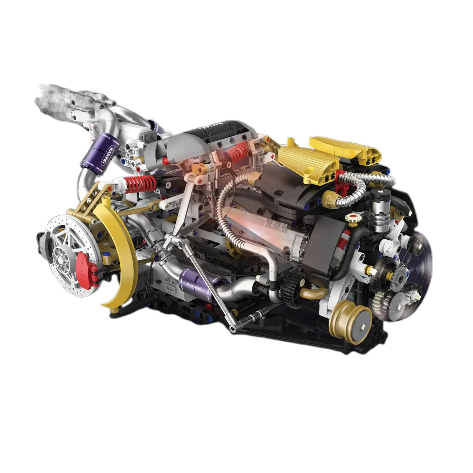 Vue avant du moteur V8 Supercar motopropulseur arrière en briques motorisé
