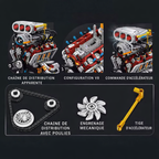 Détails mécaniques du moteur V8 Supercharged en briques avec pièces mobiles