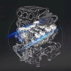 Vue transparente du moteur V8 Supercharged en briques montrant le mécanisme interne