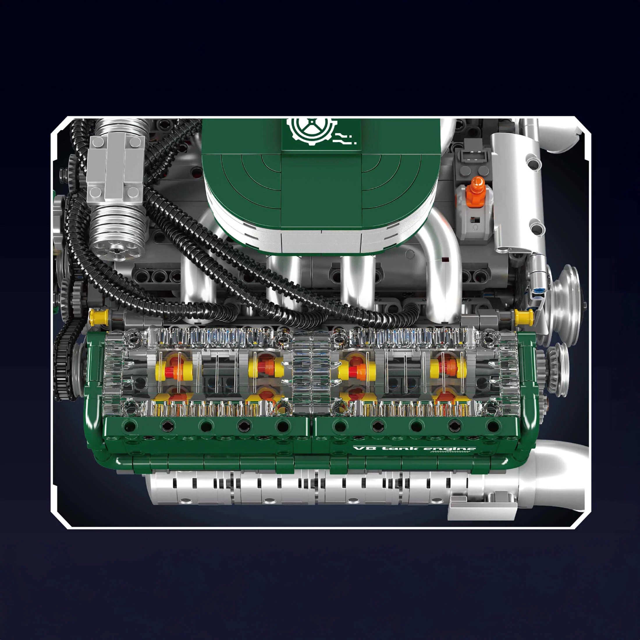 Détail de la culasse du moteur V8 Tank Diesel en briques motorisé
