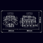 Schéma et dimensions du moteur V8 Tank Diesel en briques motorisé