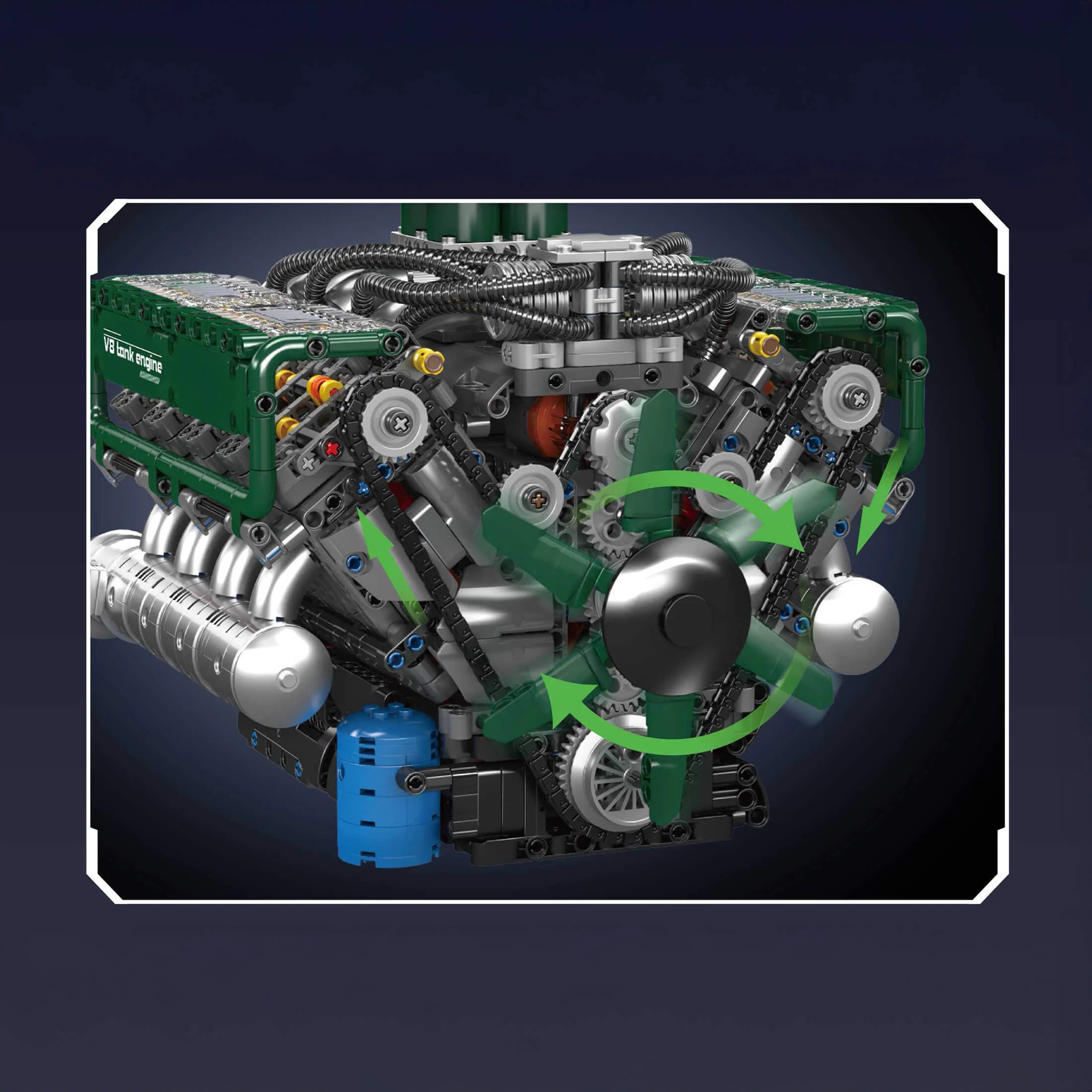 Détail du ventilateur du moteur V8 Tank Diesel en briques motorisé