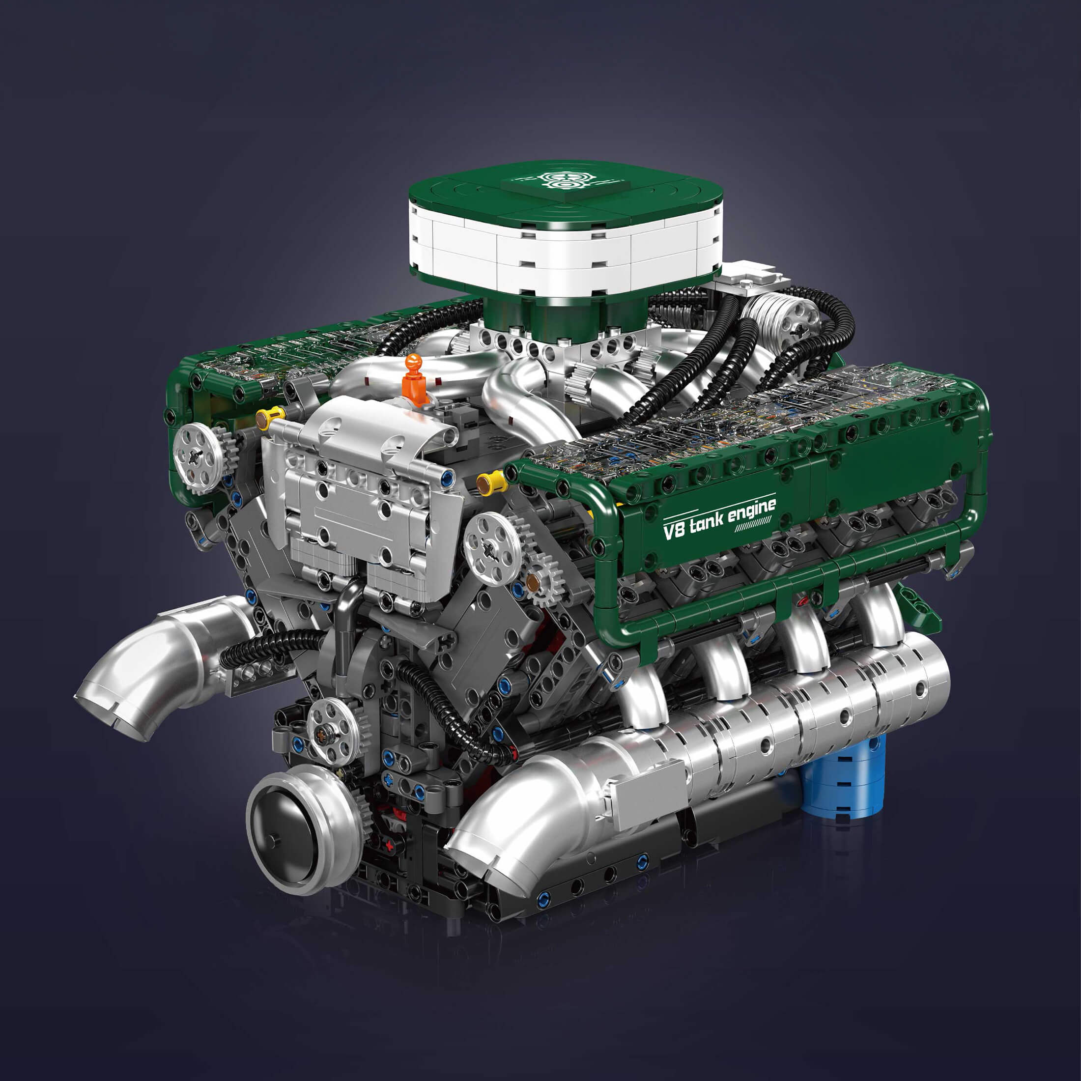 Vue arrière droite du moteur V8 Tank Diesel en briques motorisé