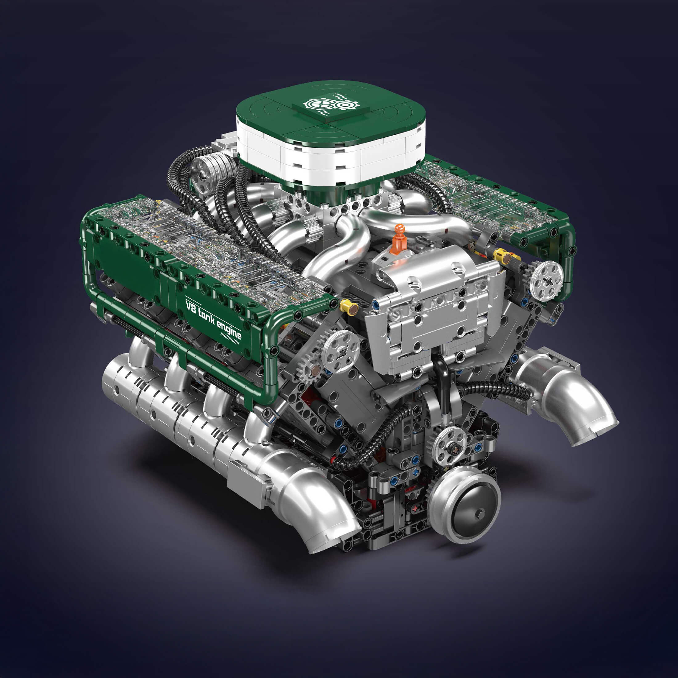 Vue arrière gauche du moteur V8 Tank Diesel en briques motorisé