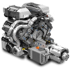 Vue arrière du moteur W16 8.0L Bugatti en briques motorisé