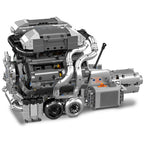 Vue avant du moteur W16 8.0L Bugatti en briques motorisé