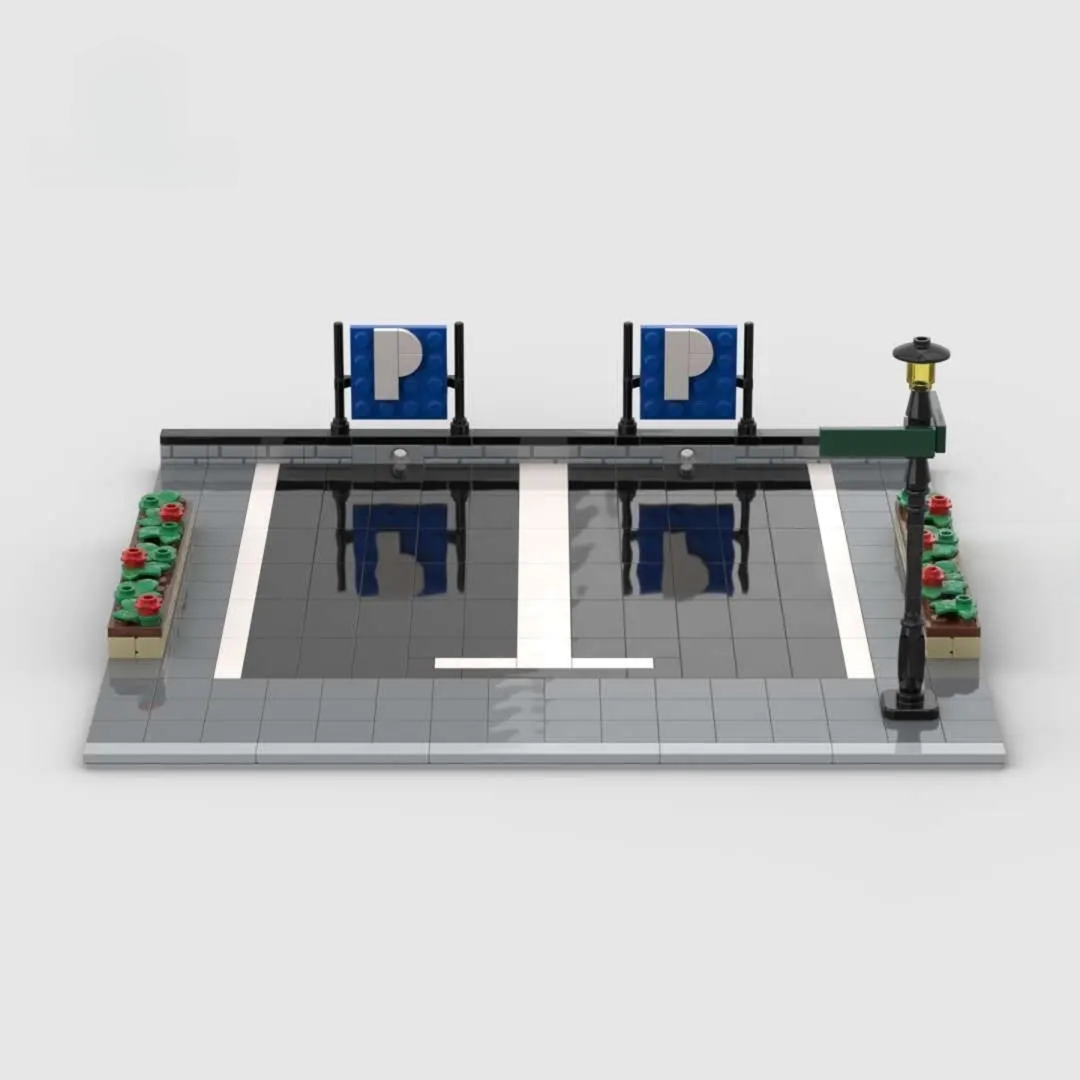 Vue de profil du parking Speedbrick pour exposer 2 voitures en briques