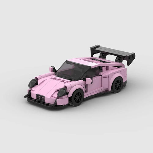 Vue avant de la Porsche 911 GT3RS rose en briques ABS Speedbrick