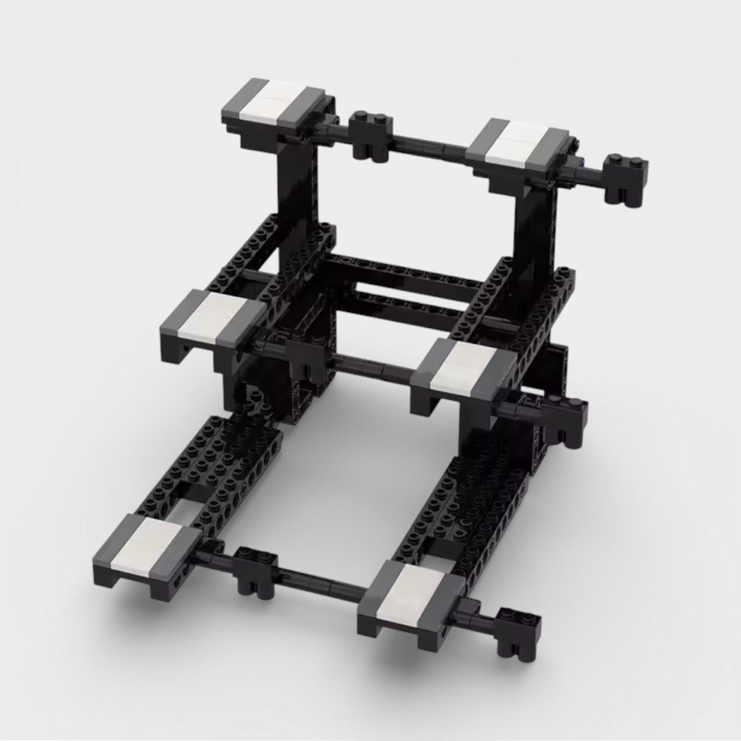Vue avant du présentoir pour 6 voitures en briques Speedbrick