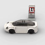 Vue de profil de la Tesla Model 3 blanche en briques ABS Speedbrick